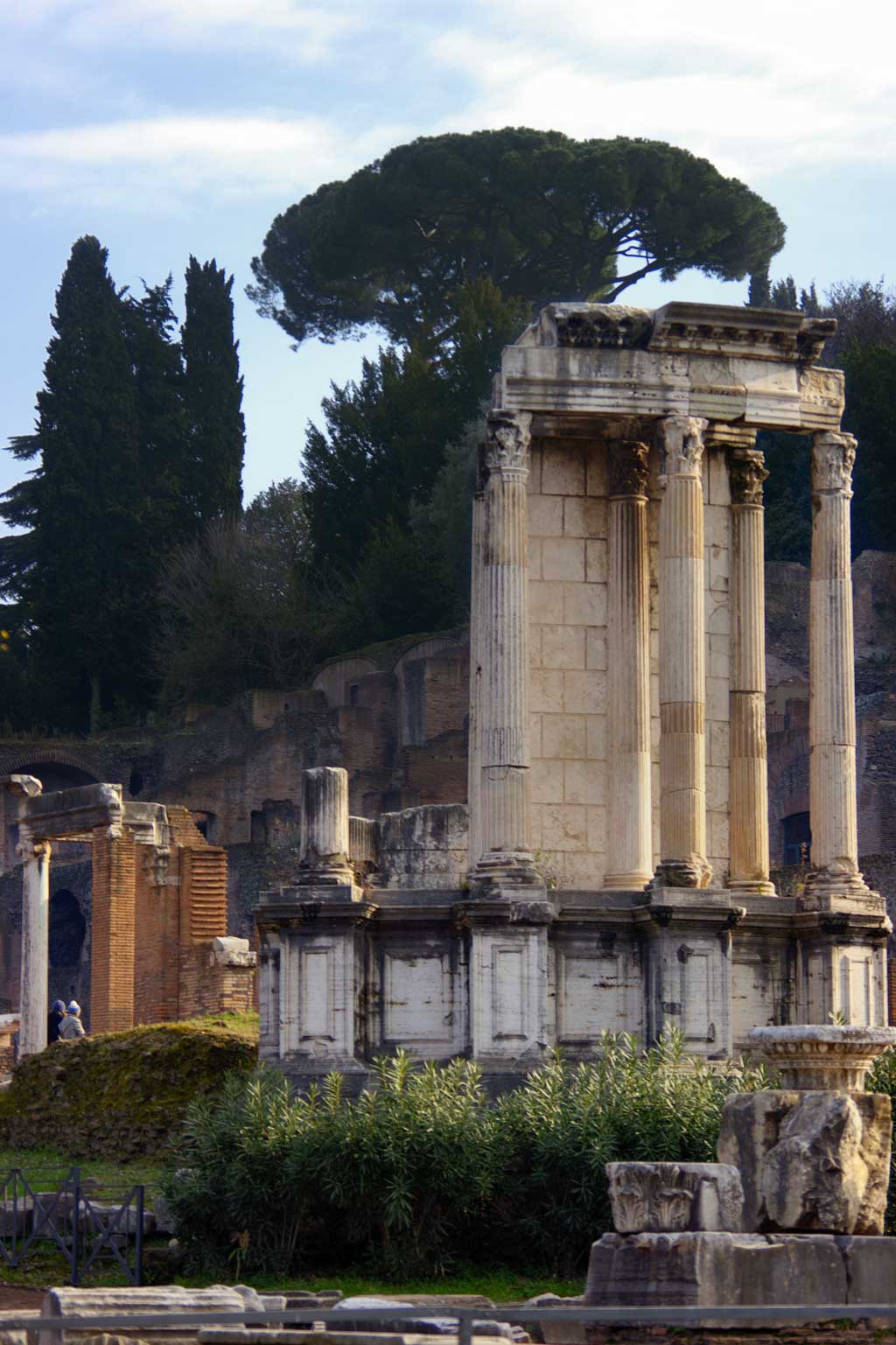 Picture of the marble column remains from the Temple of the Vestal Virgins in Rome, Italy.