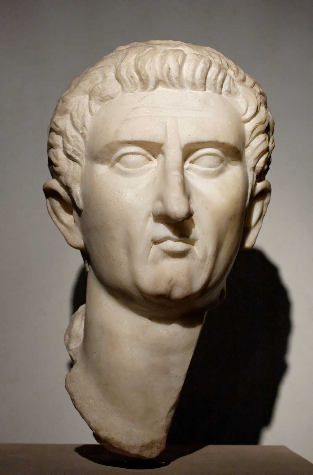 This is a photo of a bust of Nerva. The portraiture of Nerva and later of Trajan display an increasing militaristic look.