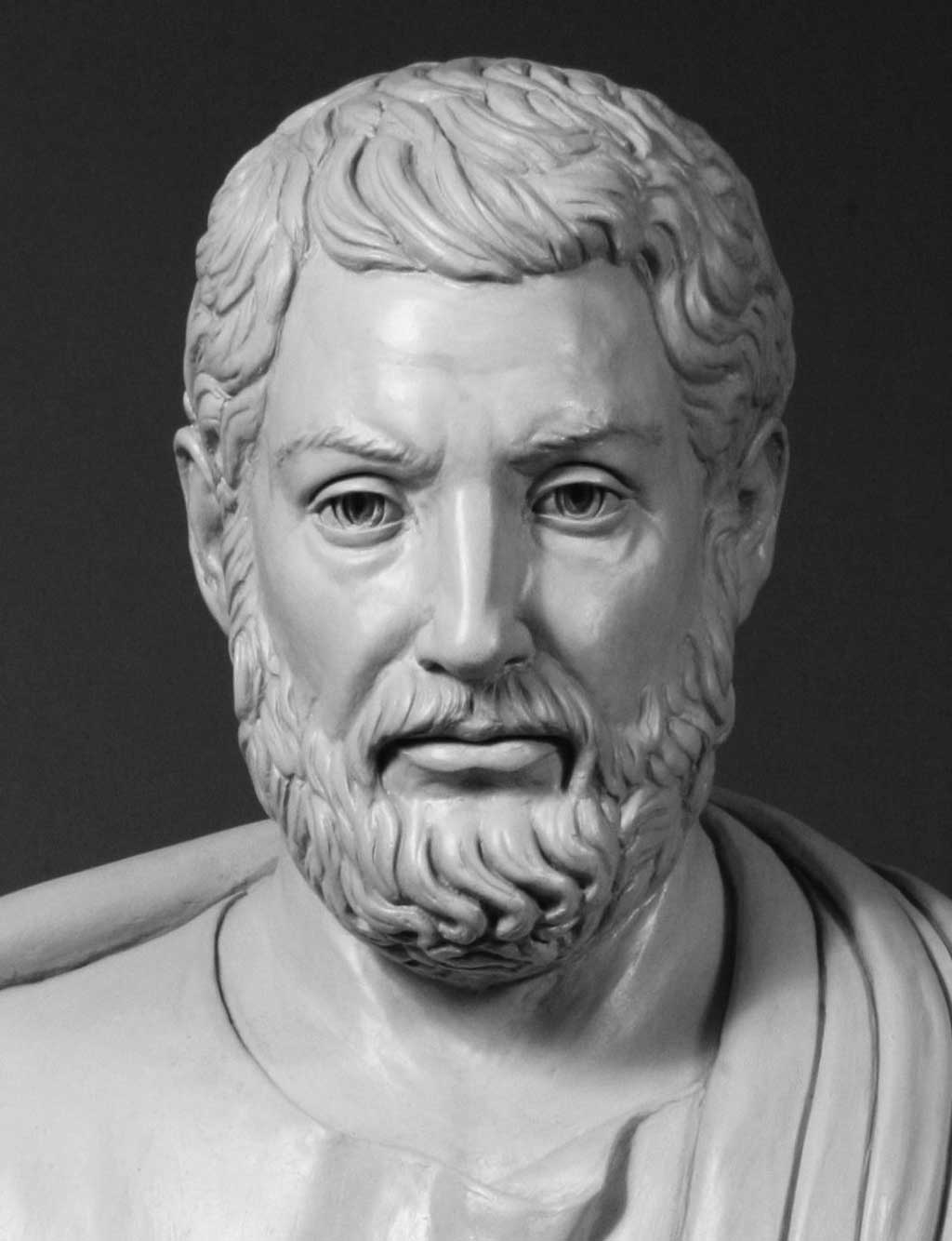 Modern bust of Cleisthenes, known as 'the father of Athenian democracy,' on view at the Ohio Statehouse, Columbus, Ohio. Cleisthenes, the father of Greek democracy, reformed traditional Athenian government controlled by ruling tribes into the first government 'of the people' (a demos, or democracy).