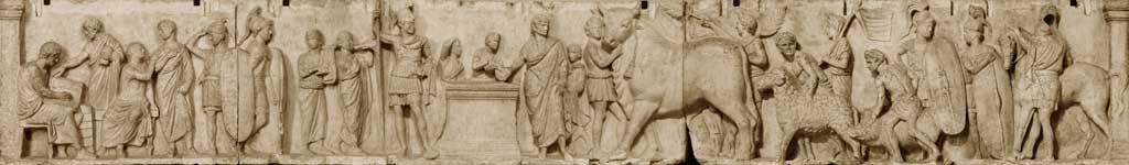 This is a photo of a panel from the Altar of Domitius Ahenobarb. It depicts the census, a uniquely Roman event of contemporary civic life.