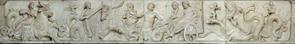 The other three panels of the Altar of Domitius Ahenobarb which depicts the mythological wedding of Neptune and Amphitrite.
