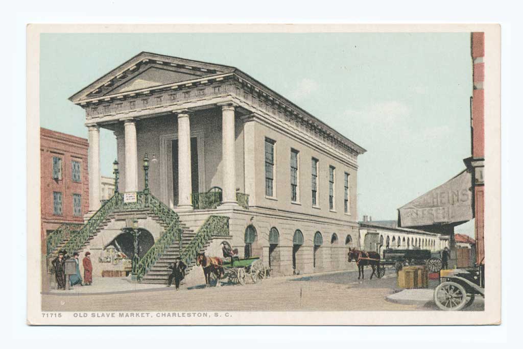 Picture postcard of the Old Slave Market in Charleston, SC