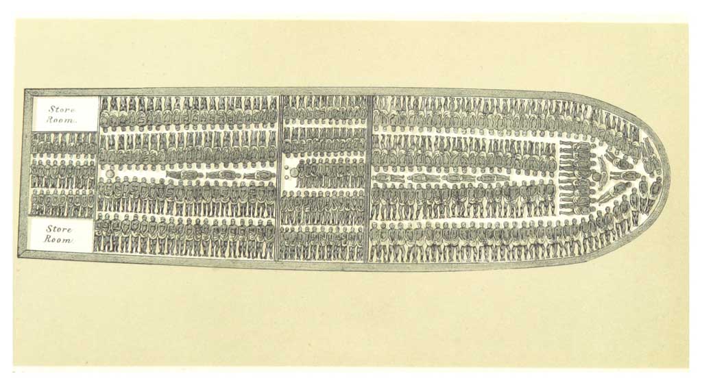 Illustration of a slave ship showing how slaves would have been positioned for passage