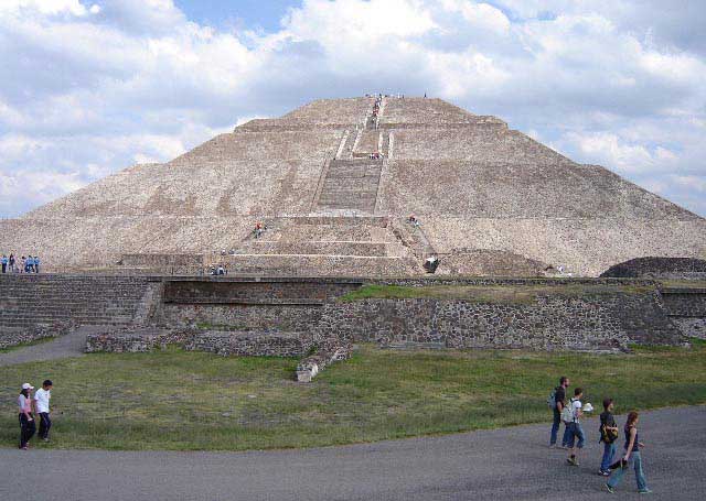 Photograph of the ruins of the Teotihuacan Pyramid of the Sun.