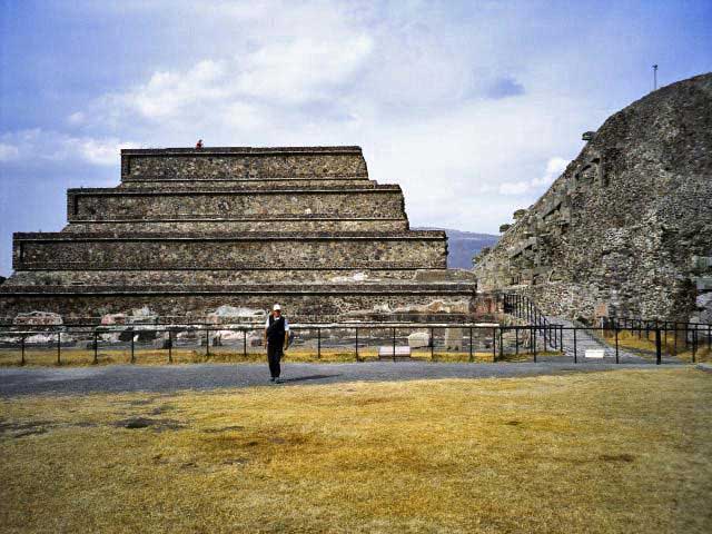 Photograph of the ruins of the Temple of the Feathered Serpent (Quetzalcoatl), Teotihuacán