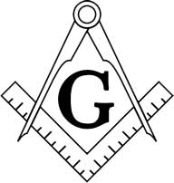 The Masonic symbol which shows a square and a compass with the letter G in the center