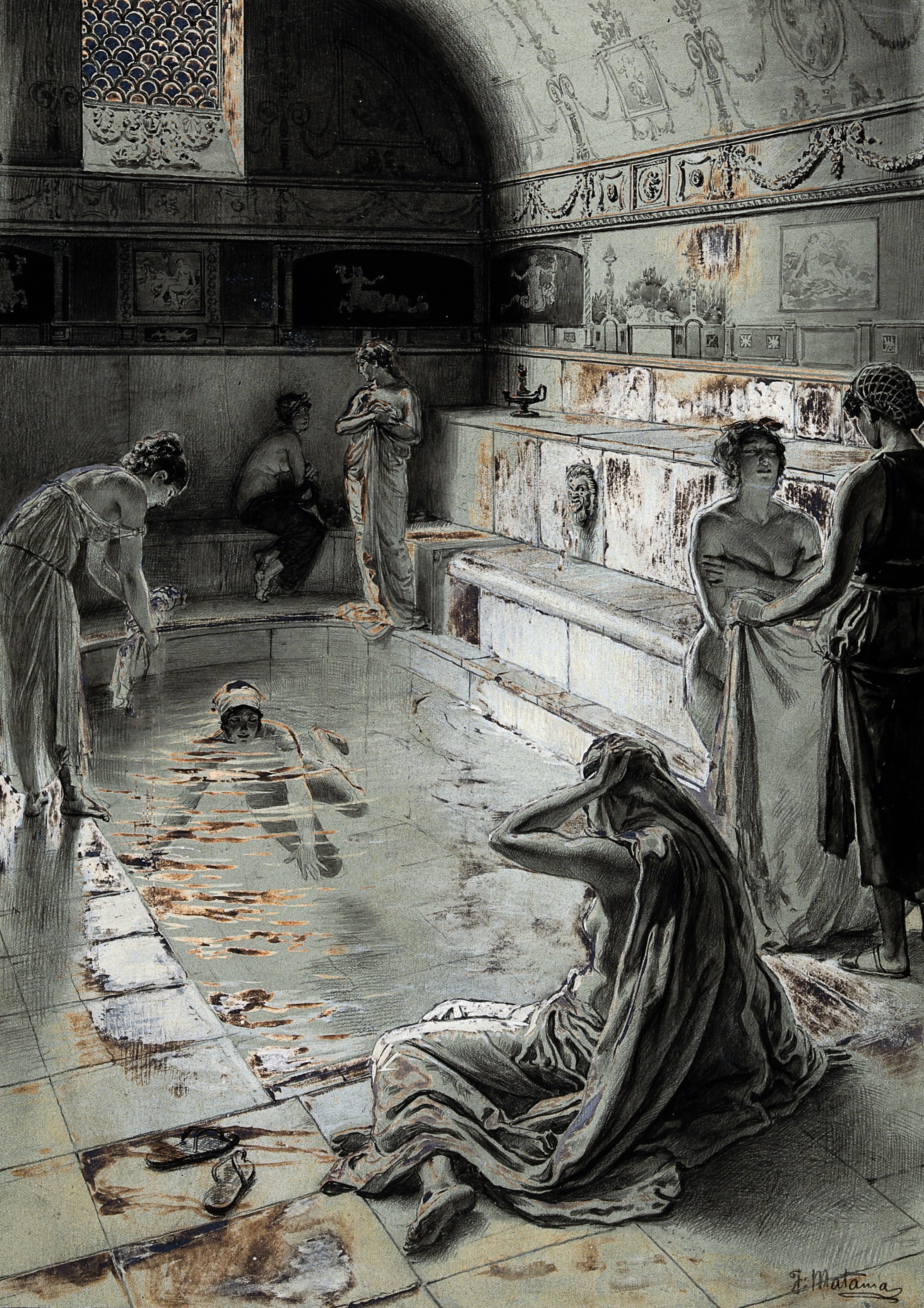 Women_bathing_in_a_Roman_bath._Pencil_drawing_with_watercolo_Wellcome_V0020010.jpg