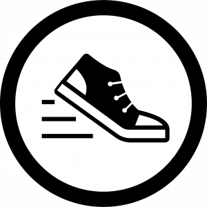 Sneaker en la posición de correr