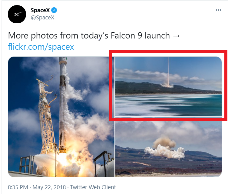 Твіт від SpaceX показує, що одне з передбачуваних лазерних зображень насправді є запуском ракети