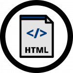 El icono HTML muestra una página con símbolo de código
