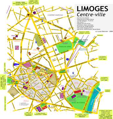 Map of the city of Limoge