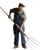 A farmer with a pitchfork
