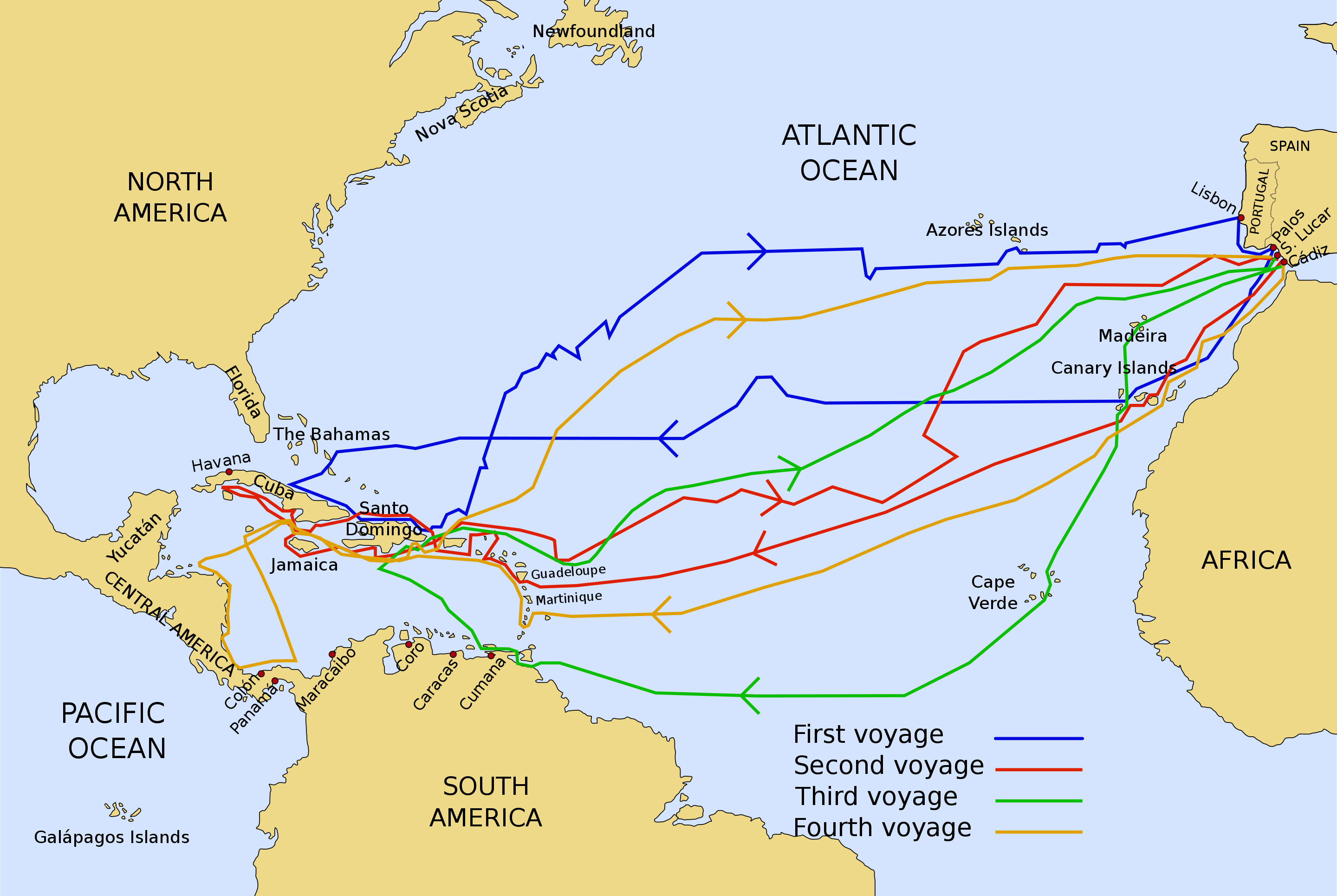 Four voyages of Columbus