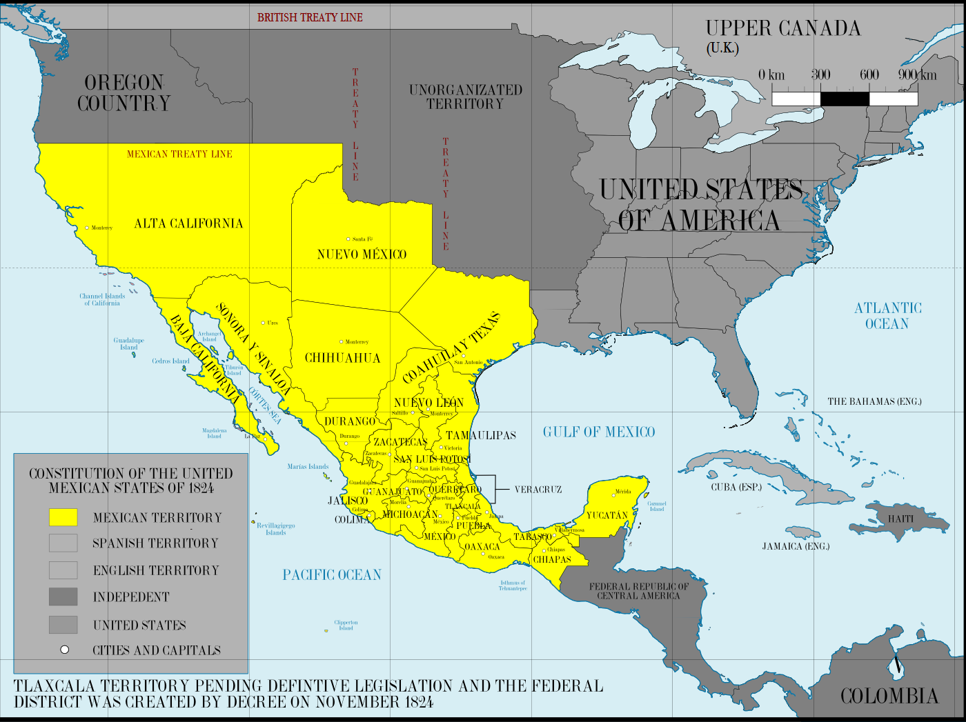 Mexico map 1824