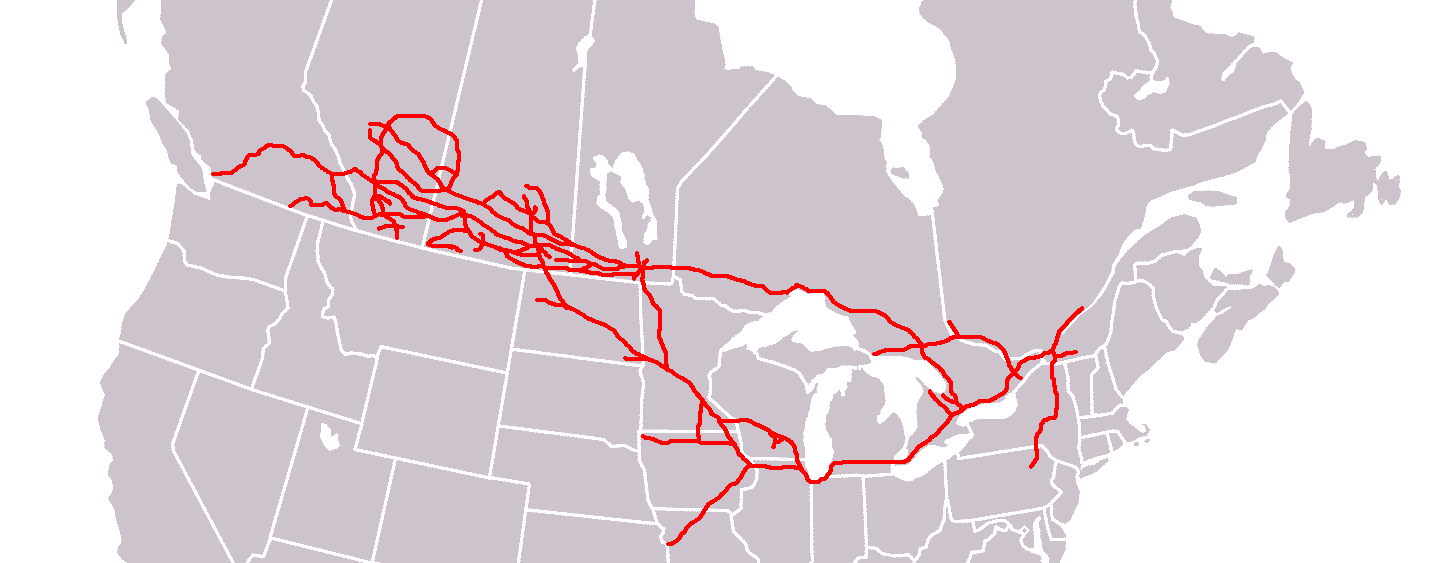 Mapa ferroviario de Canadian-Pacific