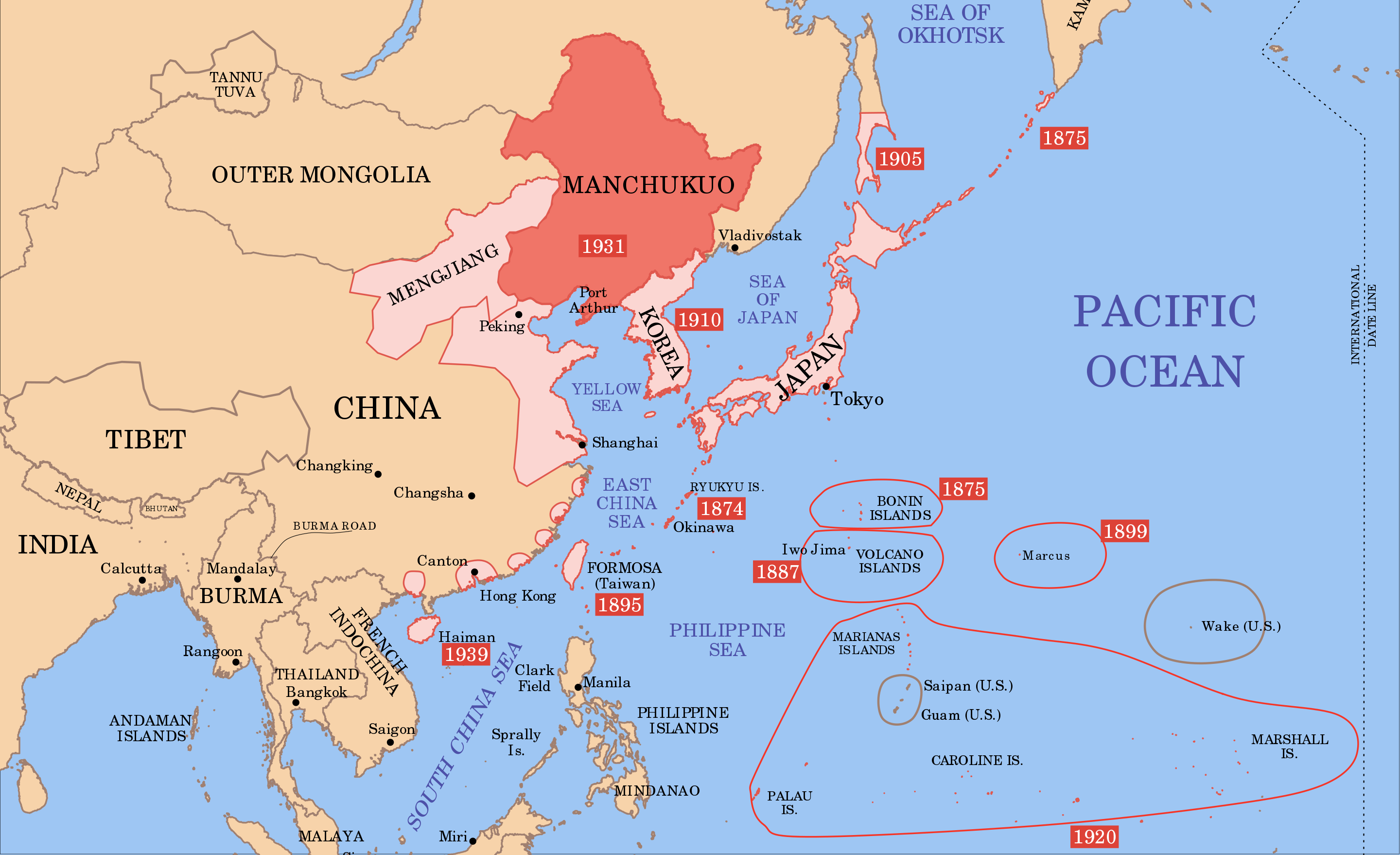 Territorio controlado por Japón