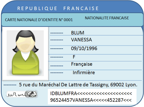 Drawing of a French National Identity Card