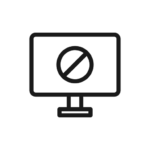 icon of monitor with a no symbol on it.