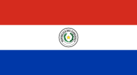Flag of Paraguay: Red, White, and Blue with a crest in the center