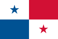Flag of Panama: White, Red and Blue squares with a blue and a red star