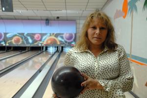 woman with a bowling ball