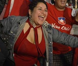 A woman celebrating Chile