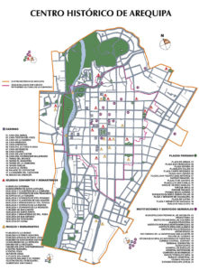 map of the historical center of Arequipa