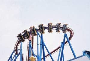 Roller coaster at an amusement park