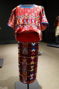 Brightly colored, woven Huipil, skirt, belt,