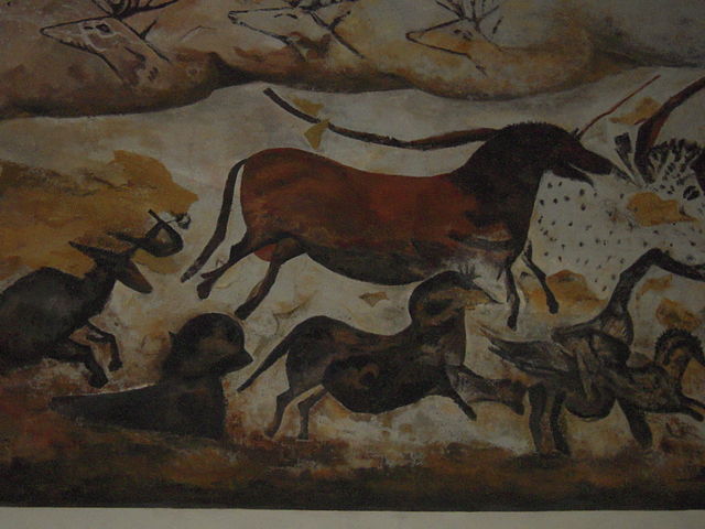 Cave painting of horse and bison