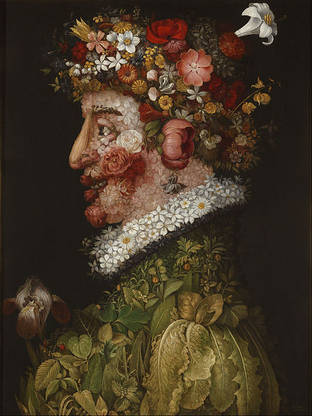 Portrait of an old man made from flowers