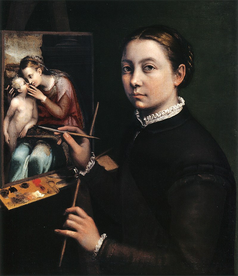 Self portrait of Anguissola painting a painting