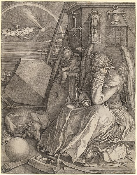 A metal engraving with an angel in a religious scene