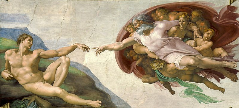 Close up of one of the religious scenes on the Sistine Chapel