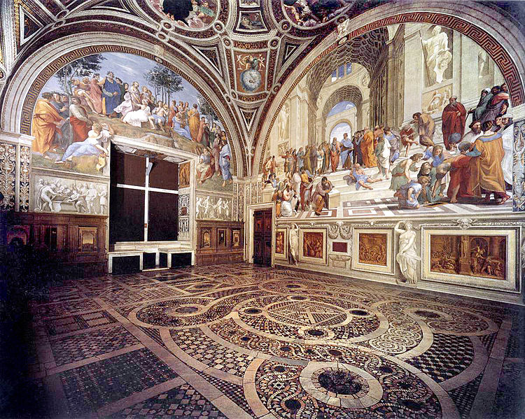 Mural paintings of humanistic ideas during the Renaissance 