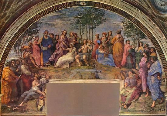 A fresco painting of a religious scene on a wall