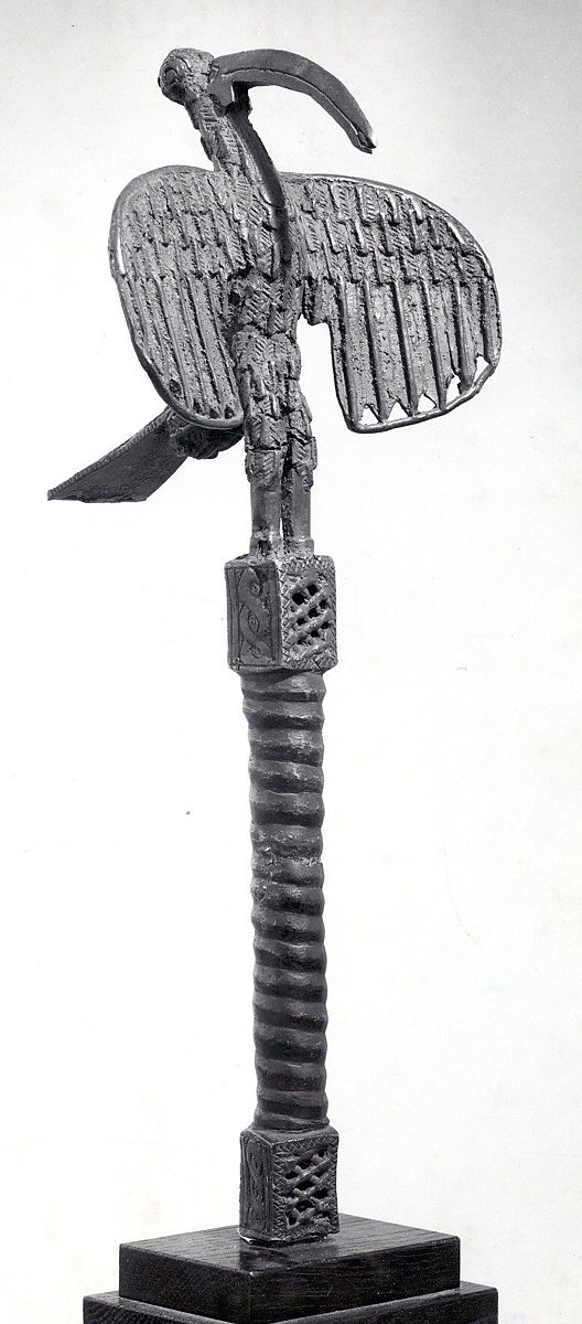 Benin bronze Idiophone called a bird of prophecy 