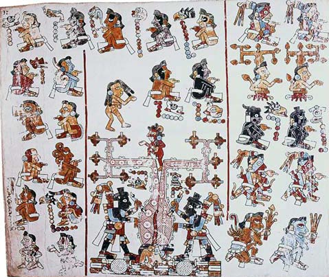 Codex with colorful Aztec images 