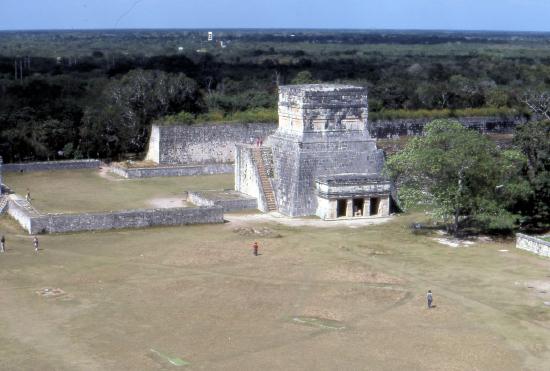 Great ball court made of stone with grassy field