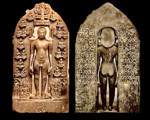 This statue was found by archaeologists in early 20th-century about a mile north of Sravana Belgola – the famous Digambara Jain site. The front show the 24 Tirthankaras, while the back is inscribed. It was a part of a Jain temple in Santinatha Basti that also featured a mixture of Jain and Hindu images of "Jinas, Yakshas, Yakshis, Brahma, Sarasvati, Manmatha, Mohini, drummers, musicians, dancers", according to pages 7–9 of the Archaeological Survey of Mysore Annual Report for the Year Ending 30th June 1913.