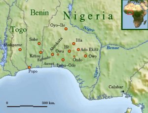 Mapa Medieval Yoruba ciudades