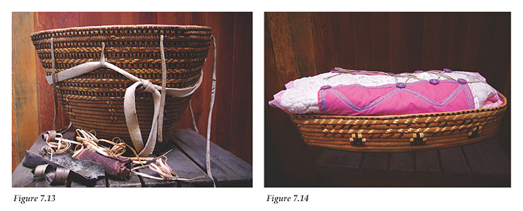 Berry picking basket and baby cradle