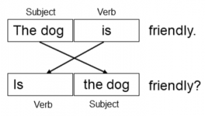 A chart showing how the subject and verb are inverted.