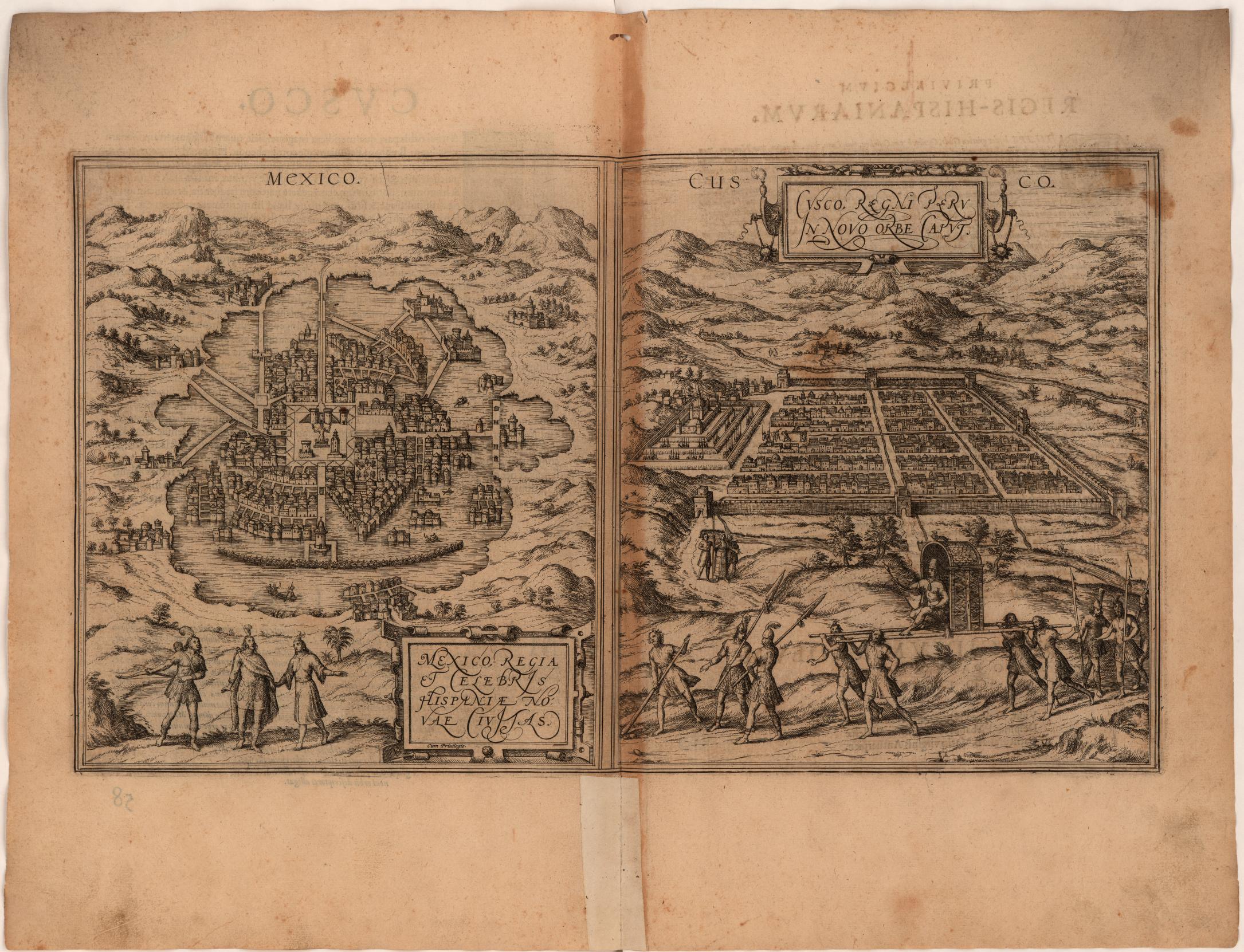 Mapa de las ciudades prehispánicas de Tenochtitlán y Cuzco, 1575