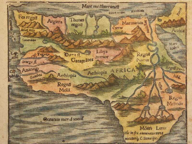 Map of Africa circa 1600 from an European navigators point of view