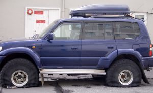 SUV with flat tires