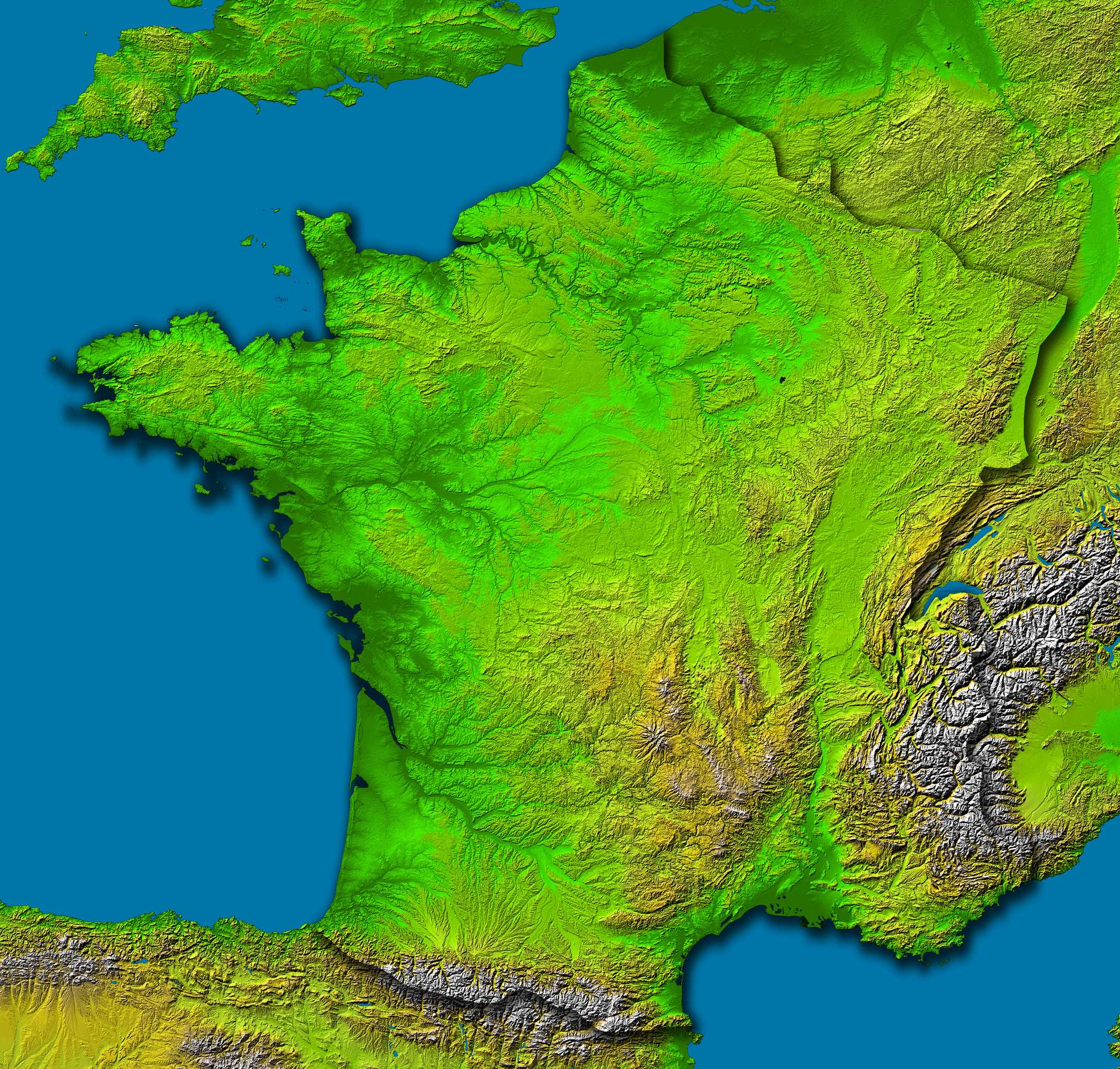 Topographical map of France