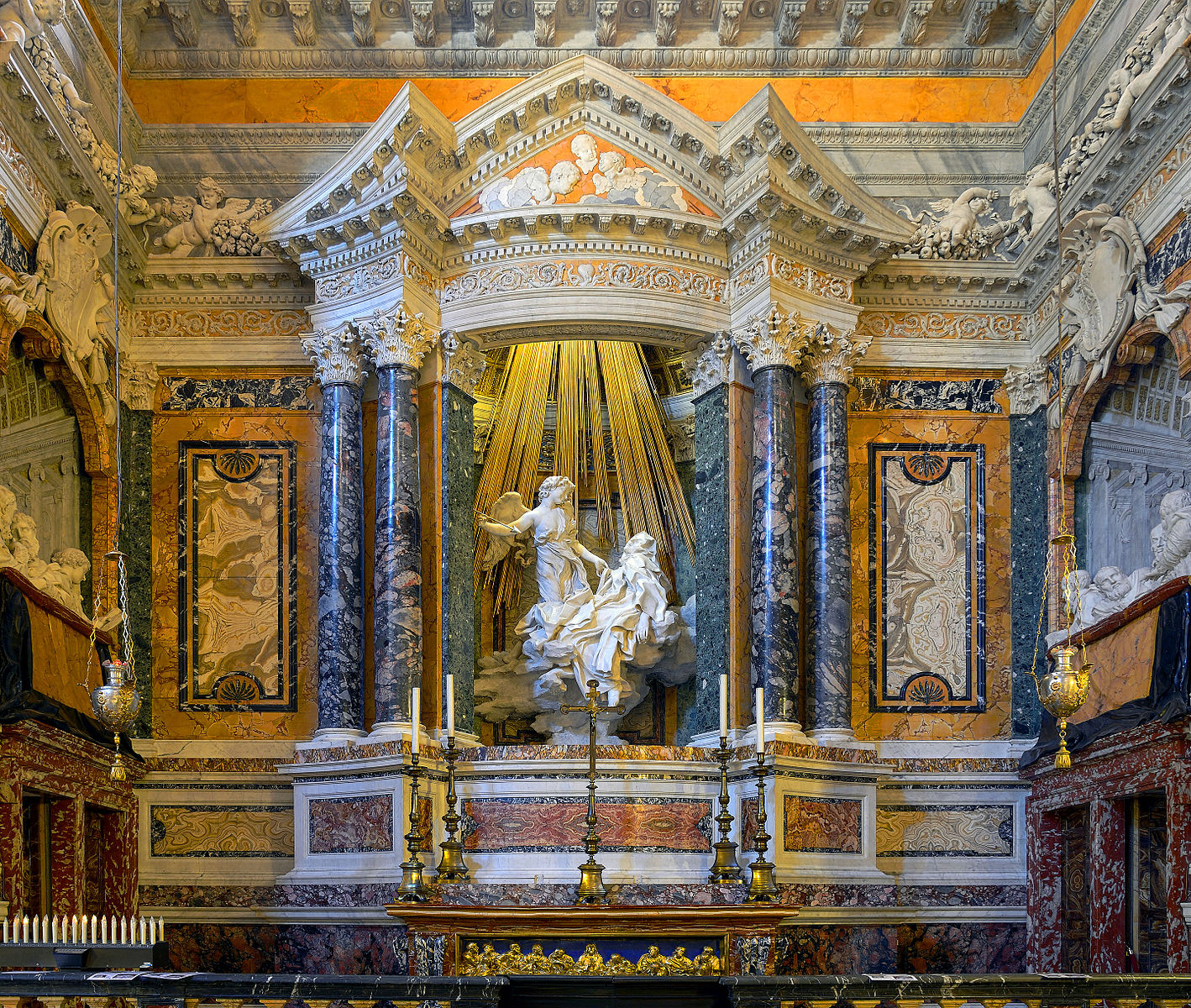 Religious scene of Saint Teresa carved out of marble