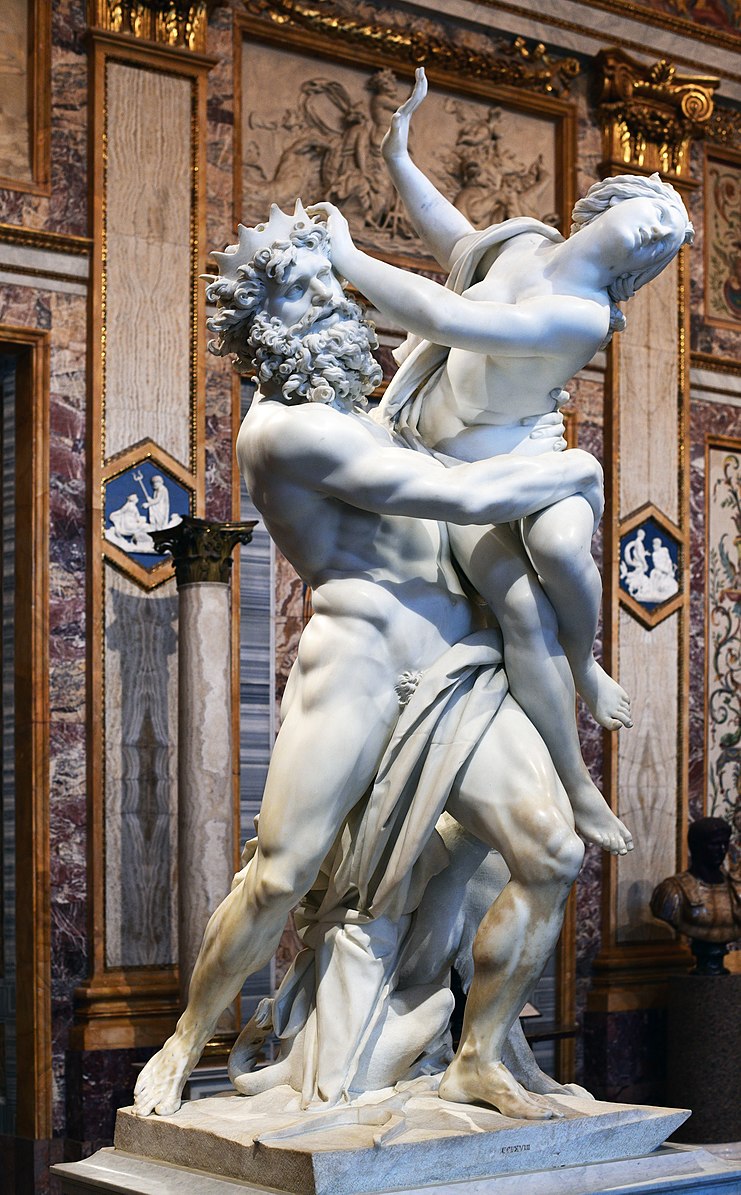 The rape of Proserpina a marble structure of a man and a woman