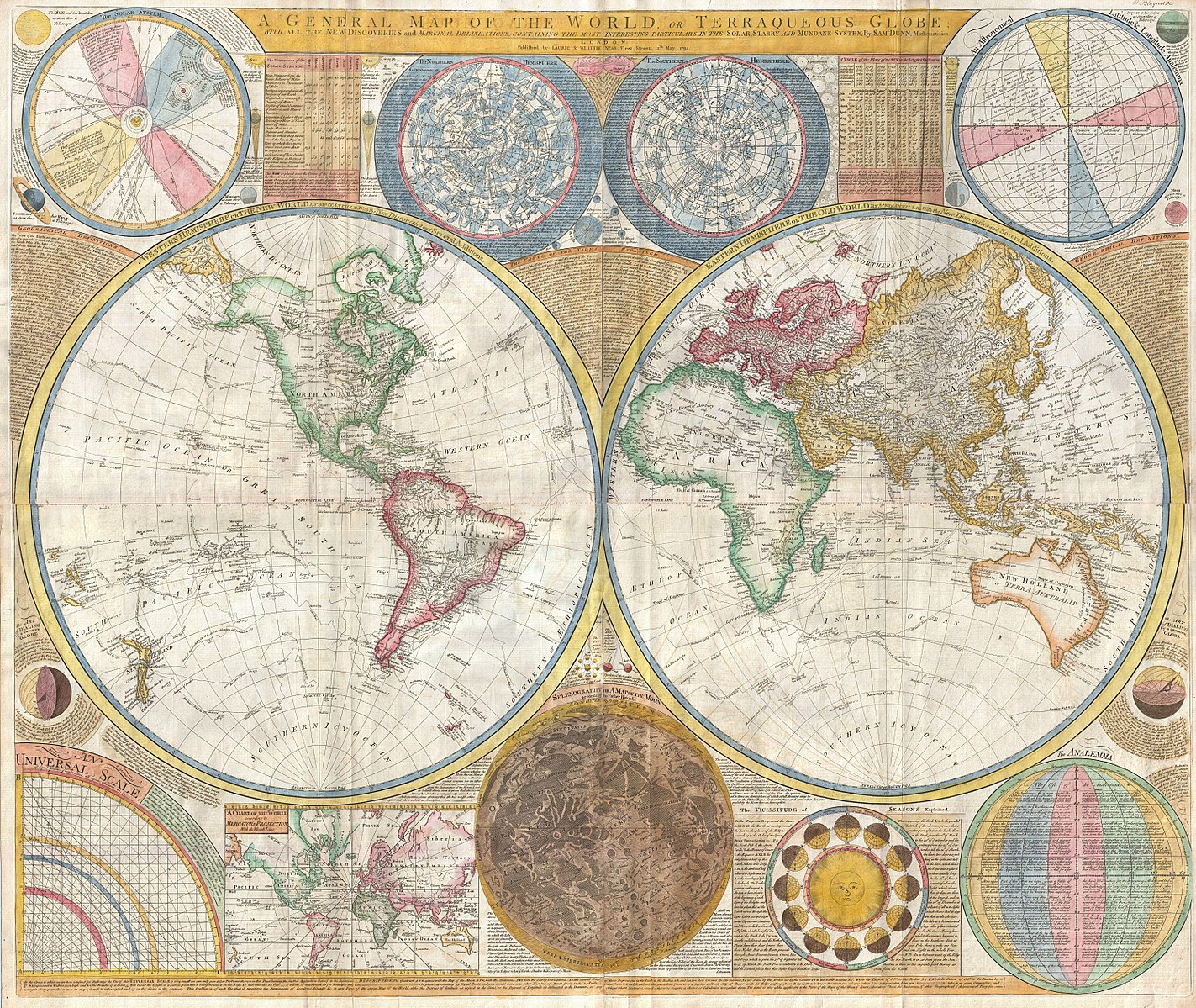Mapa del mundo en 1794 según European Navigators